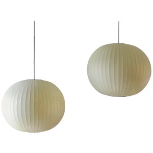 Pair of Vintage George Nelson Round Bubble Pendant Lights