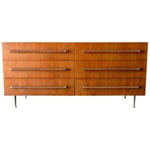 T. H. Robsjohn-Gibbings 6-Drawer Walnut and Brass Dresser, circa 1955