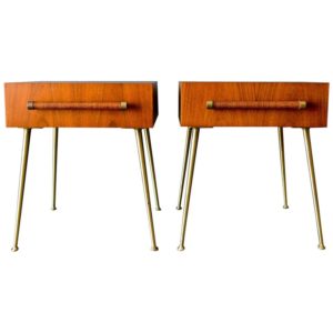 Pair of T.H. Robsjohn-Gibbings 'Glove Box' Bedside Tables, circa 1955