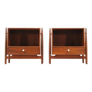Kipp Stewart for Drexel Declaration Floating Walnut Nightstands, ca. 1965