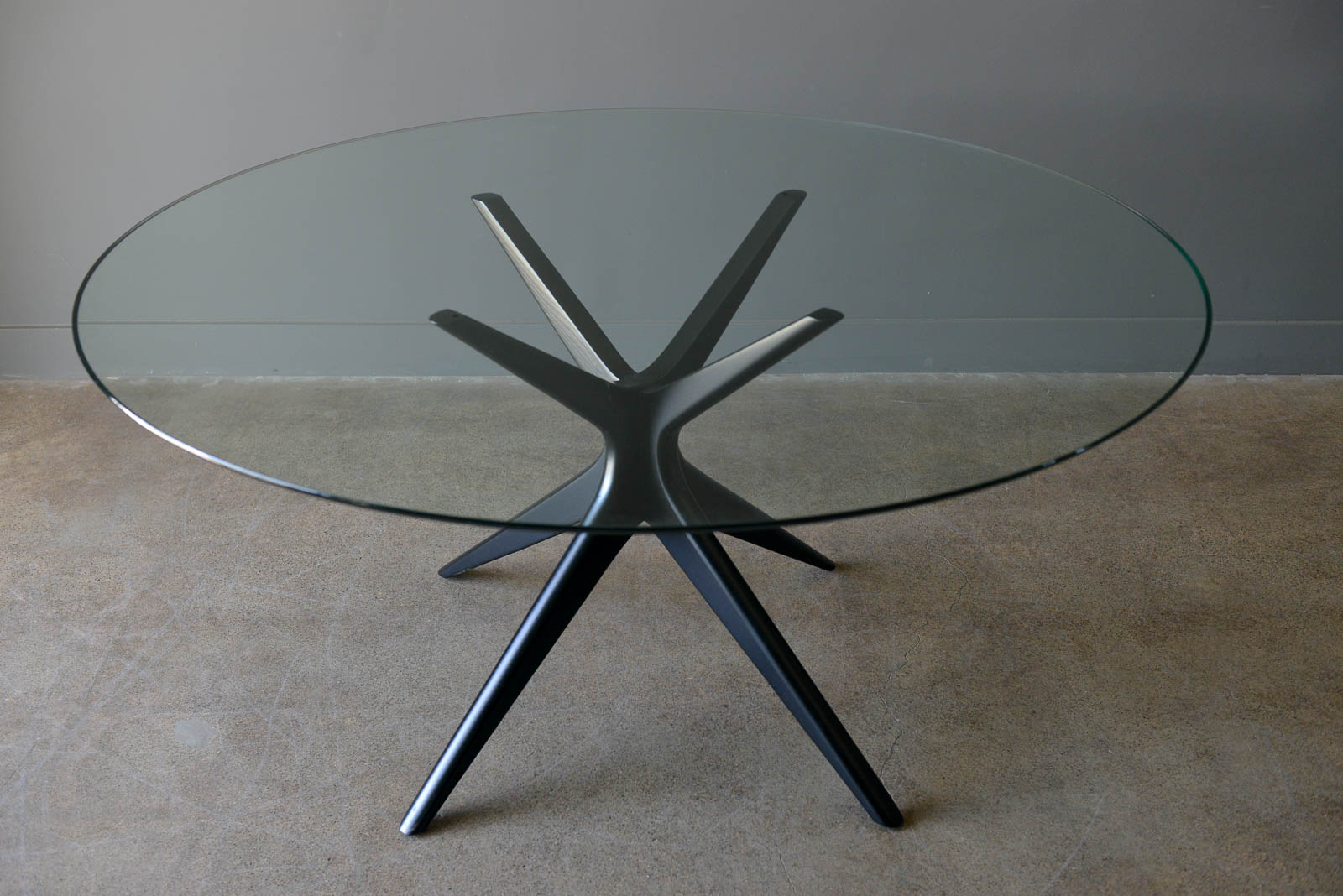 Sculpted Star Base Dining Table with Floating Glass Top, circa 1970 ...