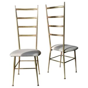 Brass Gio Ponti Style Italian Ladder Back Chairs, circa 1970