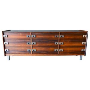 Rosewood and Chrome 9-Drawer Dresser by Leif Jacobsen, circa 1970