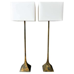 Pair of Acid Etched Copper Floor Lamps by Laurel Lamp Co, ca. 1970