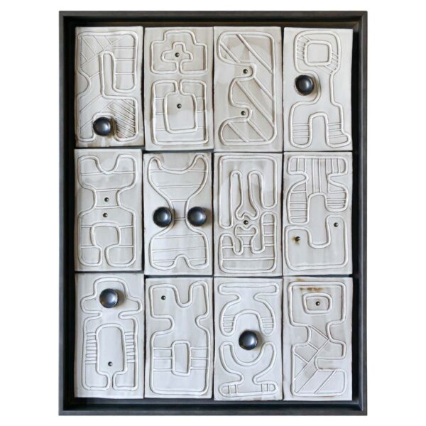 Ceramic Wall Relief by California Artist Adele Martin, 'New Alphabet-Dialog'
