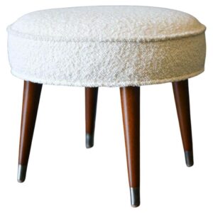 Walnut and Boucle Footstool, ca. 1965