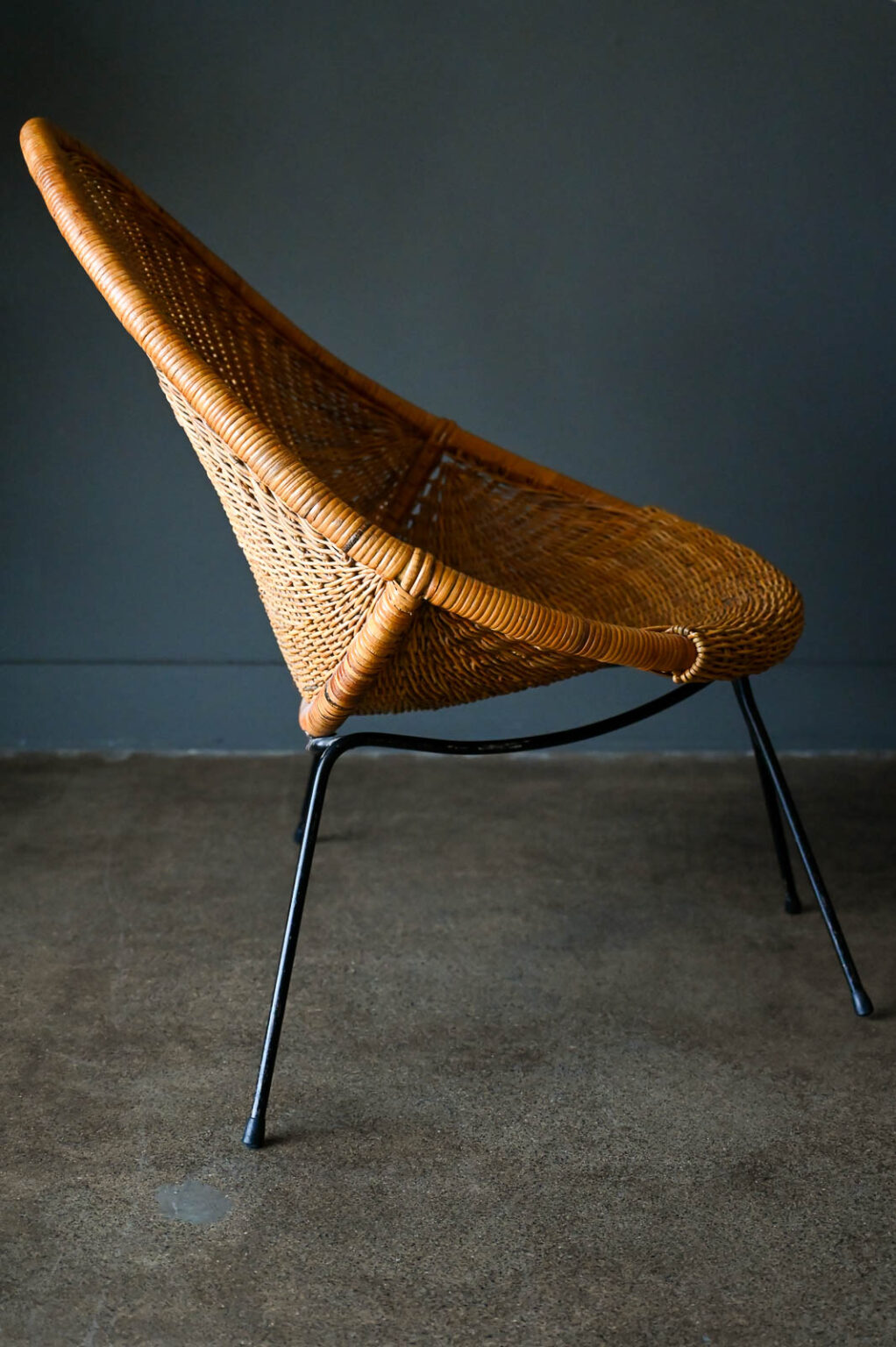 Vintage Italian Rattan and Iron Scoop Chairs and Table, ca. 1950 ...